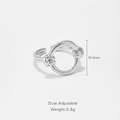 Anillo ajustable de plata de ley 925 con diseño minimalista trenzado y acabado brillante - Diseño Abierto Ajustable / Platino