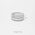 Bague perlée à trois couches en argent sterling S925 pour femme, largeur 8mm, 3,76g - US 6 / Argent