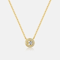 Collana in argento 925 con finitura dorata e ciondolo tondo in zirconia cubica halo - Stile Halo Tondo Oro 18K (MMN504-2)
