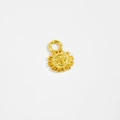 S925 sterling silver sun face charm with golden finish and smiling relief design - Smiley Sun Face Style (SSE51)