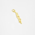 Polished gold finish S925 silver charm pendant featuring vertical TEDDY letters - TEDDY Letter Style (SSE53)