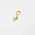 Ciondolo a fulmine in argento S925 con finitura dorata e pietre di zircone incastonate - Stile Fulmine in Zirconia Trasparente Dorata (SSE54-1)