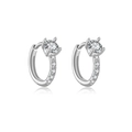 Elegant S925 sterling silver hoop earrings with teardrop cubic zirconia in silver finish - Platinum-Round Stone / Silver