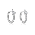 S925 Sterling Silver hoop earrings with pear-cut cubic zirconia in silver finish - Platinum-Water Drop / Silver