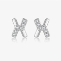 X-Ohrstecker aus S925 Silber mit polierter Oberfläche und Zirkonia-Mikropavé-Besatz - Ohrstecker in X-Form (MME1165) / Silber