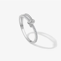 Minimalist S925 sterling silver knot ring featuring sparkling white cubic zirconia - US 6 / Moebius Knot Style (MMR376) / White Gold