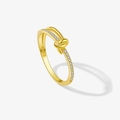 Minimalist S925 sterling silver knot ring in gold finish with sparkling zircon stones - US 6 / Moebius Knot Style (MMR376) / 18K Gold