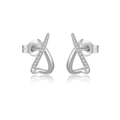 Unregelmäßige S925 Sterling Silber Kreuzstecker mit funkelnden Pavé-Zirkonia - Ohrstecker mit Herz-Kreuz-Design (MME1176) / Silber