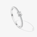 S925 Sterling Silber Ring mit Schleife und Zirkon-Pavé in elegantem minimalistischem Design - US 6 / Ring mit Schleife und Zirkonia / Silber