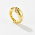Classic gold ring with double rows of micro-pave zircons on a smooth rounded band - US 6 / 18K Gold
