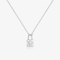 Collier en argent sterling S925 avec pendentif serrure orné d'une perle en argent poli - Argent 925 / Platine