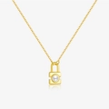 Élégant collier en argent S925 doré avec pendentif cadenas et perle centrale - Argent 925 / Or 18 carats