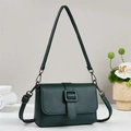 Elegante borsa a tracolla verde scuro in pelle motivo litchi con fibbia in metallo - 20*6*13.5 / Verde