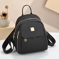 Eleganter schwarzer Mini-Rucksack mit feiner Karo-Textur und goldenen Reißverschlüssen - 21*16*26 / Schwarz