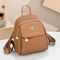 Klassischer brauner Mini-Rucksack mit feinem Gittermuster und goldfarbenen Metallakzenten - 21*16*26 / Erdgelb