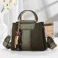 Borsa a mano patchwork verde scuro con manici dorati e tracolla in tessuto etnico - 23*12*19 / Verde