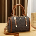 Borsa a mano Boston marrone con monogramma FIDM e tracolla regolabile rimovibile - Marrone