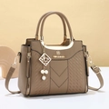 Sac à main cuir marron kaki texture litchi avec bandoulière réglable amovible - 24*12*20 / Khaki