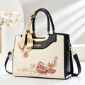 Sac à main élégant de style chinois brodé avec motifs floraux et foulard en soie décoratif - Noir