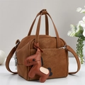 Bolso vintage marrón de cuero sintético con colgante de poni y correa ajustable - 25x14x15cm / Amarillo Tierra