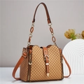 Klassische Khaki-Beuteltasche mit braunem Kreuzmuster und goldener Kette für Damen - 23.5*10*19 / Erdgelb