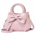 Sac à main rose pour femme avec grand nœud élégant et bandoulière amovible chic - Rose