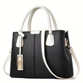 Sac à bandoulière pour femme en cuir noir et blanc avec détails en métal doré chic - Style Blanc et Noir