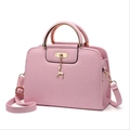Pink PU leather crossbody bag with golden deer charm and semi-circular metal handle - Light Pink