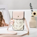 Petit sac à bandoulière rose et crème avec chaîne en perles et pendentif ours mignon - Blanc & Rose