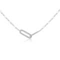 S925 Sterlingsilber Halskette mit ineinandergreifenden Ringen und Büroklammerkette - 925er Silber / Platin