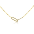 Elegante goldene Büroklammerkette mit ineinandergreifenden Zirkonia-Anhängern für Damen - 925er Silber / 18K-Gold