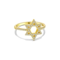S925 sterling silver star ring in gold finish with micro-pave cubic zirconia crystals - US 6 / 18K Gold