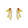 Elegant gold S925 silver earrings with red marquise gemstone and zircon accents - 18K Gold