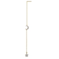 Orecchini pendenti con luna e stella in argento S925 con finitura oro lucido - Stile Zirconia Trasparente / Oro Luna Stella