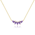 Elegante Halskette aus s925 Silber mit lila Tropfensteinen und goldener Kette - Halskette / 18K-Gold