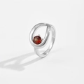 Minimalist S925 sterling silver hollow ring featuring a round red gemstone centerpiece - US 6 / Red Gemstone Style (TTR137)