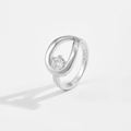 Detailed macro view of S925 sterling silver ring with hollow teardrop setting and zircon - US 6 / Transparent Zirconia Style (TTR136)