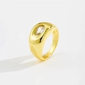 Polished 18K gold plated ring with pear-shaped cubic zirconia and S925 engraving - US 6 / Clear Pear Stone (TTR138) / Gold