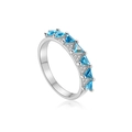 S925 Sterlingsilber Ring mit blauen Steinen im Dreiecksschliff und weißen Zirkonia - Größe 6 (US) / Hellblauer Dreiecksstil (Platinum-MMR440)
