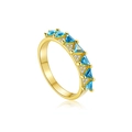 Klassischer S925 Silberring in Goldoptik mit dreieckigen blauen Topas-Edelsteinen - Größe 6 (US) / Hellblauer Dreiecksstil (18K Gold-MMR440)