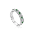 S925 Sterlingsilber Ring mit grünen Marquise Edelsteinen und weißen Akzentdiamanten - Größe 6 (US) / Grüner Marquise-Stil (Platinum-MMR441)