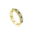 Klassischer S925 Silberring in Goldoptik mit grünen Marquise-Steinen und kleinen Diamanten - Größe 6 (US) / Grüner Marquise-Stil (18K Gold-MMR441)