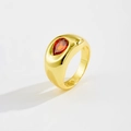 18K gold plated S925 silver ring featuring a pear-cut deep red zircon stone - US 6 / Red Pear Stone (TTR139) / Gold