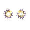 Elegante vergoldete S925 Silberohrringe mit lila Edelsteinen und weißen Diamanten - Ohrstecker / 18K-Gold