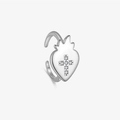 S925 sterling silver heart cross ear cuff with flame edge and cubic zirconia inlay - Flame Heart Cross Style - Silver (MME1236-S-3)