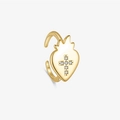 Elegant gold sacred heart earrings with crystal cross inlay and polished finish - Flame Heart Cross Style - Gold (MME1236-G-3)