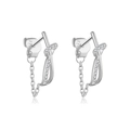S925 sterling zilveren oorbellen met vlechtontwerp en ketting met zirkonia steentjes - 925 zilver / Zilver