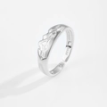 Anillo ajustable de plata de ley S925 con textura irregular de roca de montaña única - Diseño Abierto Ajustable / Plateado
