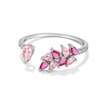 Anillo ajustable de plata S925 con piedras en degradado rosa de talla pera - Platino