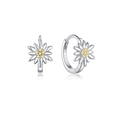 S925 sterling silver daisy hoop earrings with yellow zircon centers in a minimalist style - Little Daisy Hoop